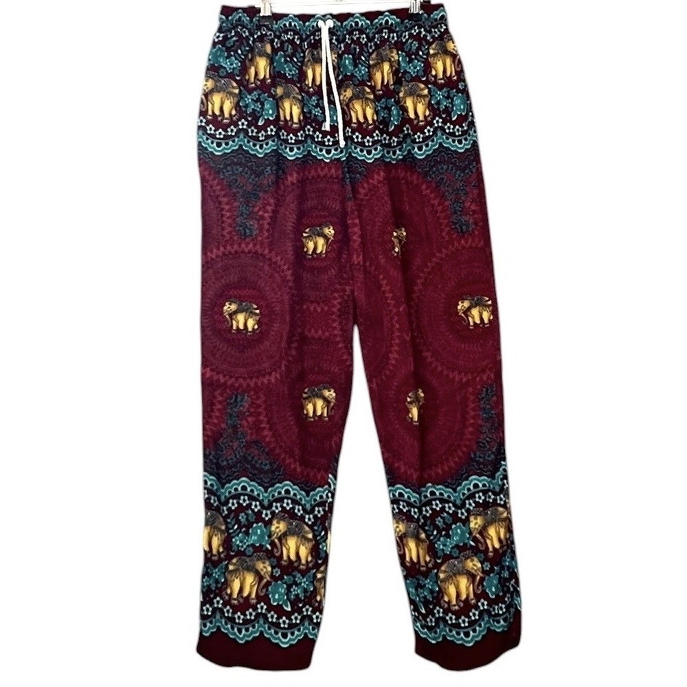 Kathmandu Womens Pants Wide Leg Boho Festival Vibrant Elephant Print Rayon